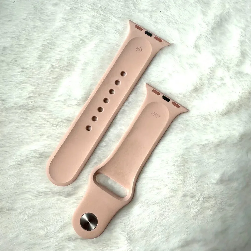 Bundle 2 Genuine OEM Apple Smartwatch Silicone White Pink Sport Band 40mm Sm…